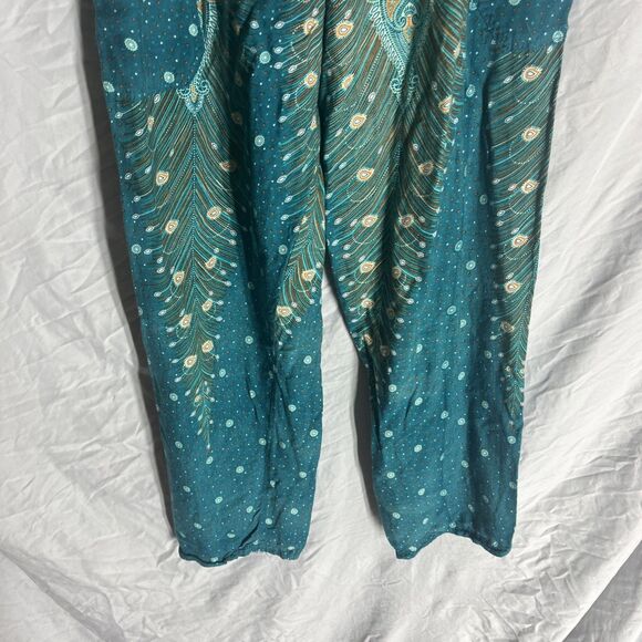 Happy Trunks Green with Paisley Design Genie/ Hippy Pants Size Medium 2 Pockets - Picture 3 of 9